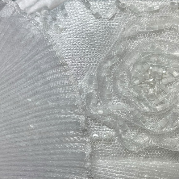 Cinderella Devine Vtg 3D Beaded Tiered Strapless White Wedding Cocktail Dress - Picture 15 of 16